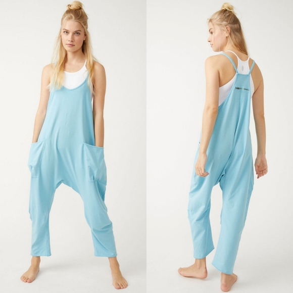 OFFERS New Free People FP Movement Hot Shot Onesie Blue Sage M Pool Sky Jumpsuit - Picture 3 of 16